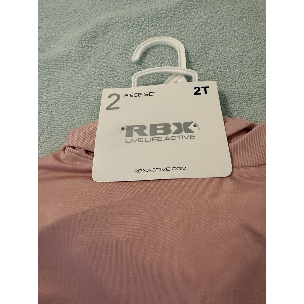 RBX Toddler Girls 2Pc Active Set 2T Bleached Mauve Ribbed Flare Pants NWT - Picture 2 of 7